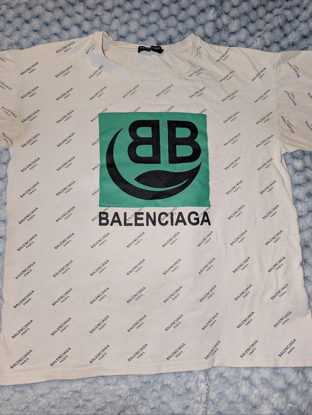 Balenciaga 2019 SS Allover Logo BB Graphic Oversized T-Shirt Size S
